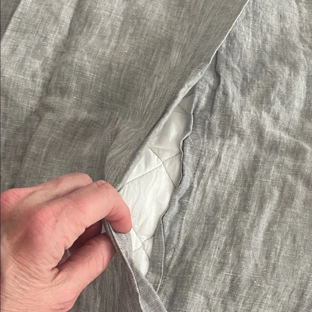 Pottery Barn Belgian Linen Flax Gray Quilted Sham (set of 2)